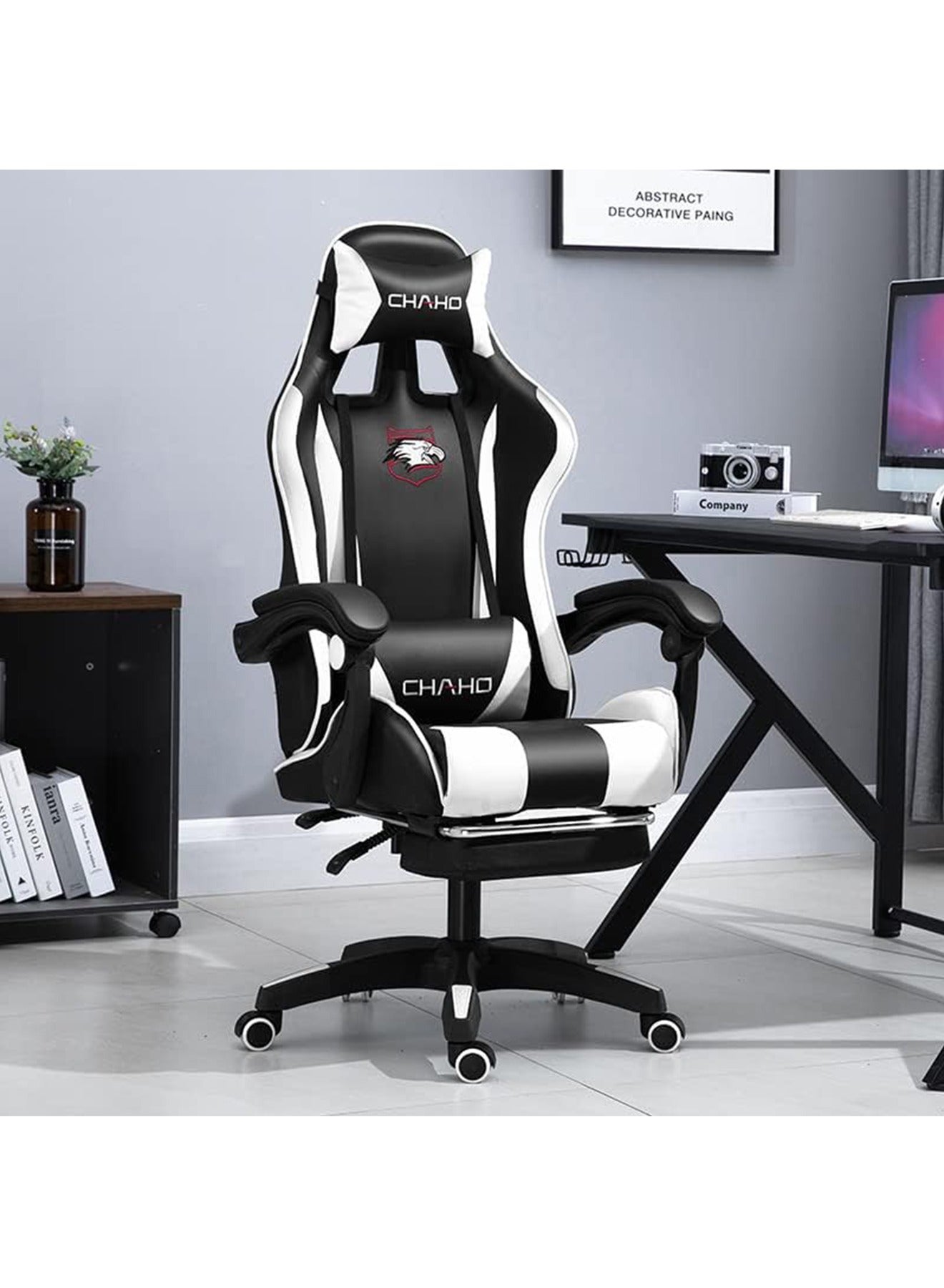 Compare Gaming Chair  High Back Computer Chair with Footrest and Lumbar Support Ergonomic Chair with 360°Swivel at KSA Price