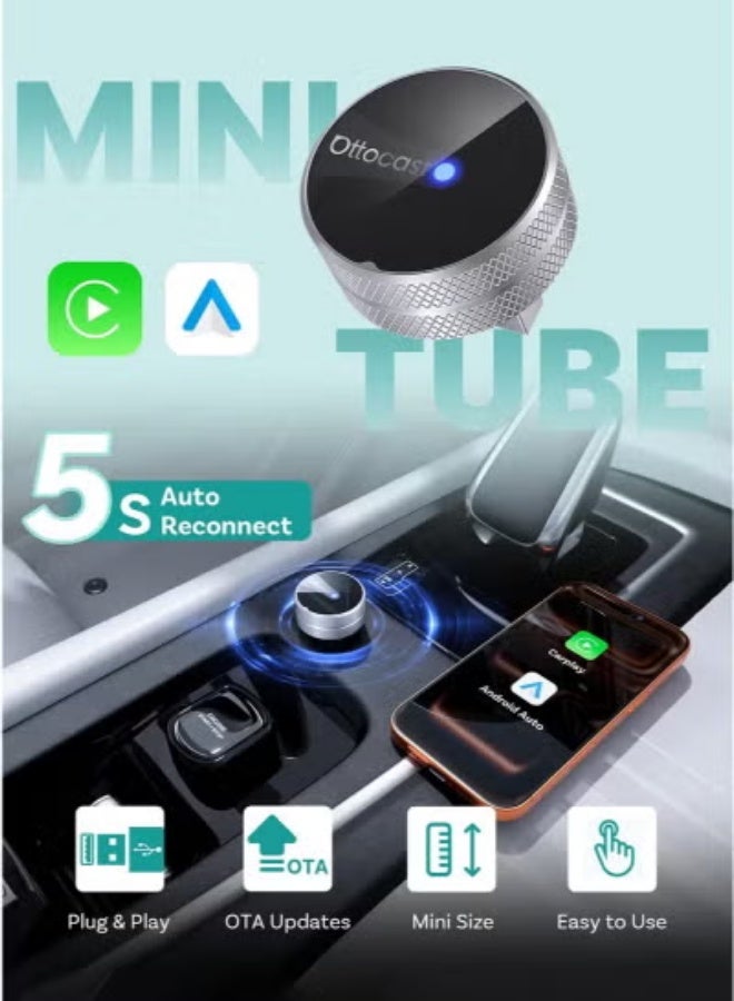 Compare Ottocast Mini Slim 2in1 Wireless CarPlay & Android Auto Adapter, Convert Factory Wired CarPlayAndroid Auto to Wireless, Plug & Play, Auto Reconnect, Compact USB Adapter for iPhone & Android at KSA Price