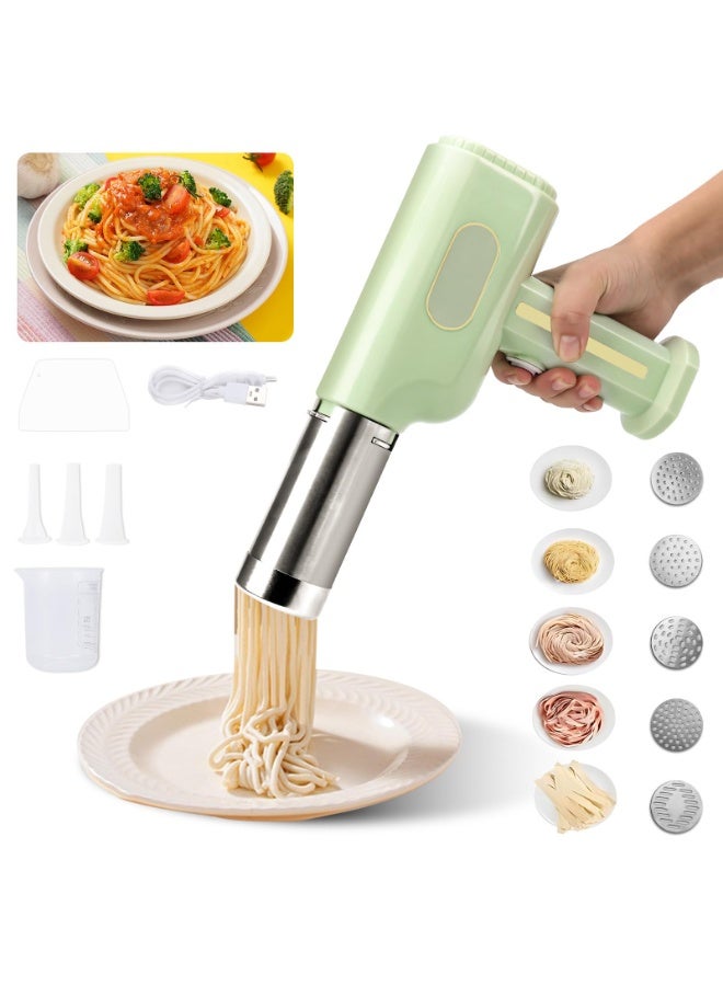 Compare Electric Pasta Maker, Portable Noodle Maker with 2600mAh Battery, 5 Pasta Moulds, 3 Sausage Heads, Spatula and Measuring Cup, Automatic Noodle Maker for Spaghetti Lasagna at KSA Price