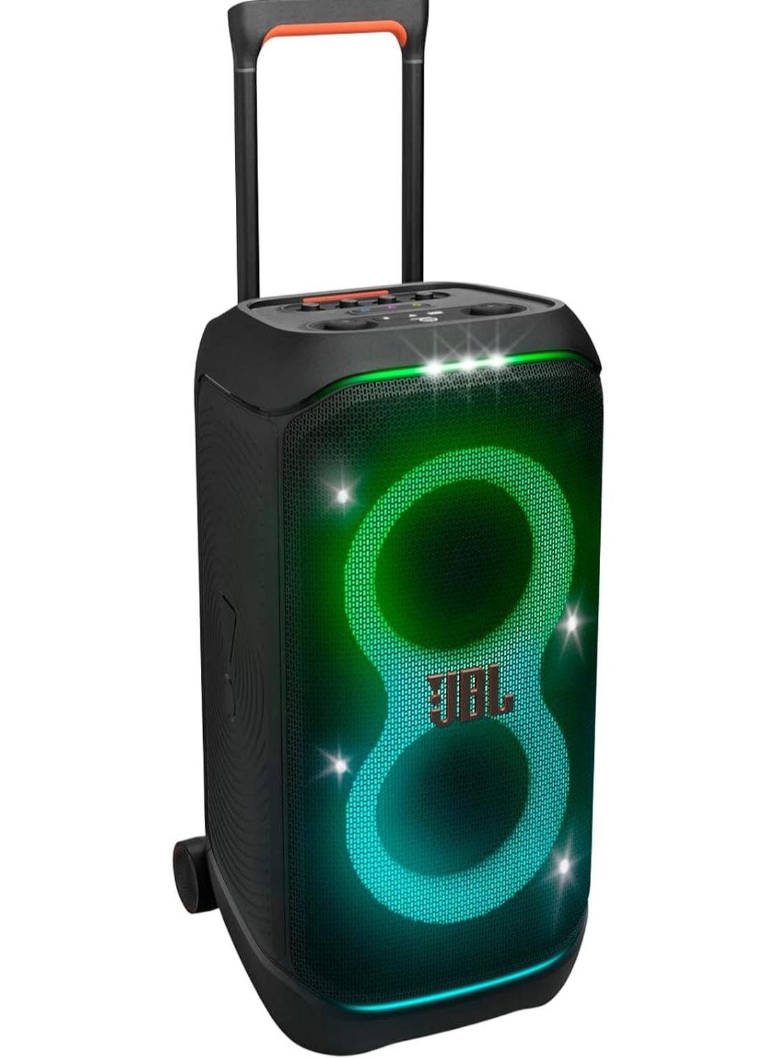 Compare JBL PartyBox Stage 320 Portable Bluetooth Speaker, 240W, 5.4 Bluetooth, 18 Hours Max Playing Time, Splash Proof, Dual Mic & Guitar Inputs, Multi Speaker Connection, With Wheels, Black JBL PartyBox Stage 320 black at KSA Price
