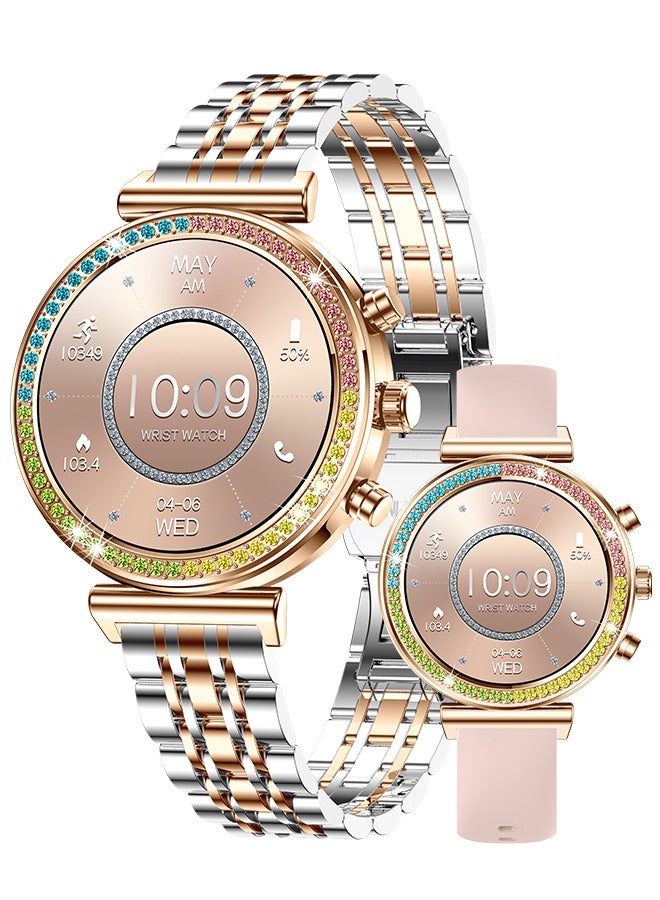 Compare Women Bluetooth Smartwatch 1.27 Inch Full Screen Touch With Multiple Sports Modes And Multi Language Settings, Sports Sleep Heart Rate Monitoring Android 5.0 And IOS 8.0 Above Systems Universal RT i110 Silver Gold at KSA Price