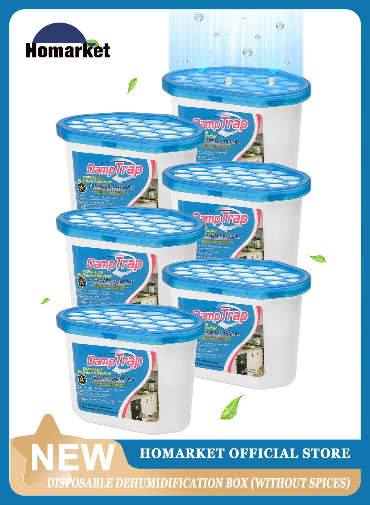 Compare 6 Pack Moisture Absorber Boxes,Moldproof Deodorizing Desiccant Household Dehumidifier Boxes FragranceFree Humidity Absorber for Bathroom,Closet, Wardrobe, Kitchen, 600ml at KSA Price
