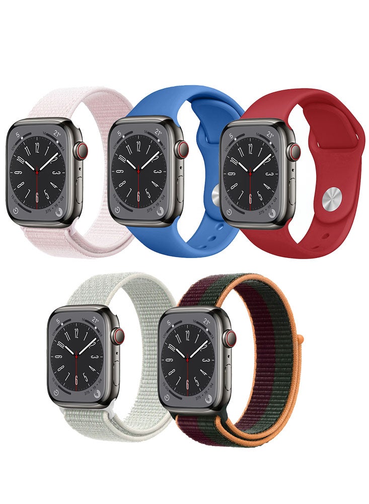 Compare 5pcs Watch Bands Replacement for Apple Watch Strap Compatible with Apple Watch 42414038mm Series 10987654SE at KSA Price