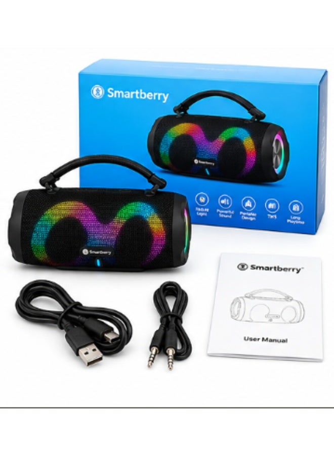 Compare M50 Plus Portable Wireless Bluetooth Speaker with RGB Light, 15000mAh Battery, Deep Bass Sound, TWS Stereo Pairing, HandsFree Calling, USB Rechargeable Party Speaker for Indoor and Outdoor Use Black at KSA Price