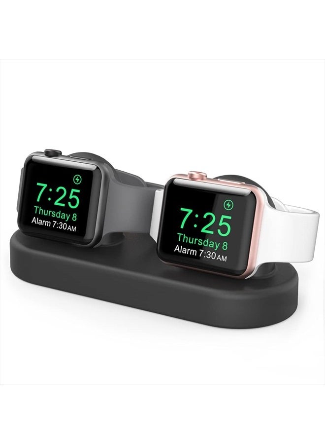 Dual iwatch Stand Dock Silicone Charger Stand Compatible…