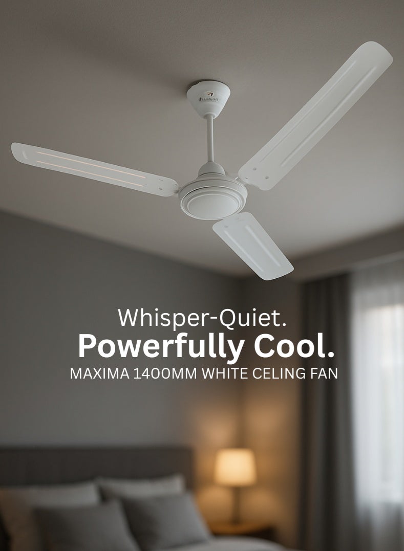 Compare Maxima 1400mm HighSpeed Ceiling Fan with Superior Air Delivery, White Finish, EnergyEfficient Motor & Wide Coverage – 1900 W 250213E white at KSA Price