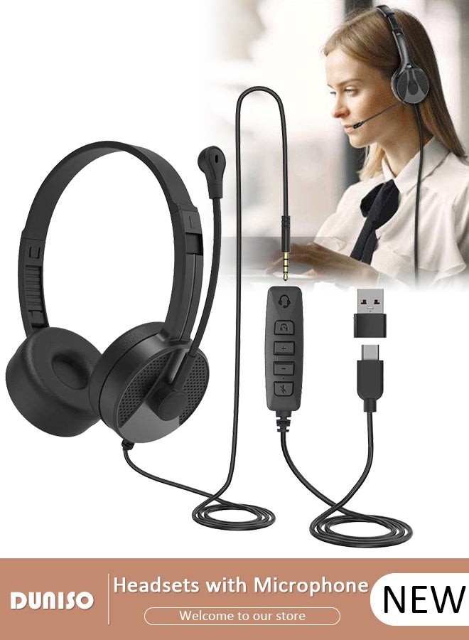 Compare Wired Headset with Microphone Call Center Headset Corded Business Headphone Classical Fashion Lightweight Comfortable Wired Customer Service Headphone for Home Call Center Telemarketing Portable Business Headset for Offices, Insurance, Customer at KSA Price