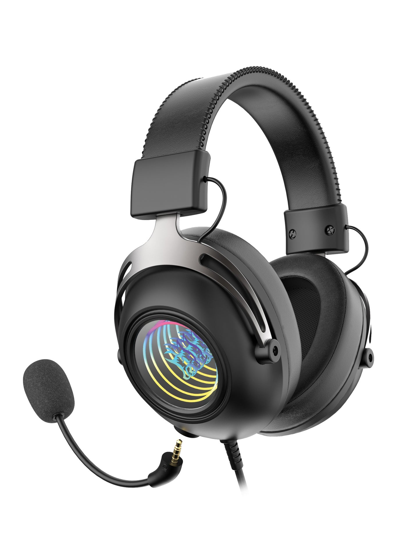 Compare Infinity Mirror RGB Gaming Headset with Detachable Omnidirectional Clear Mic  Quick Access Mute Control  50mm Audio Drivers  Plug & Play  Microphone  Black at KSA Price