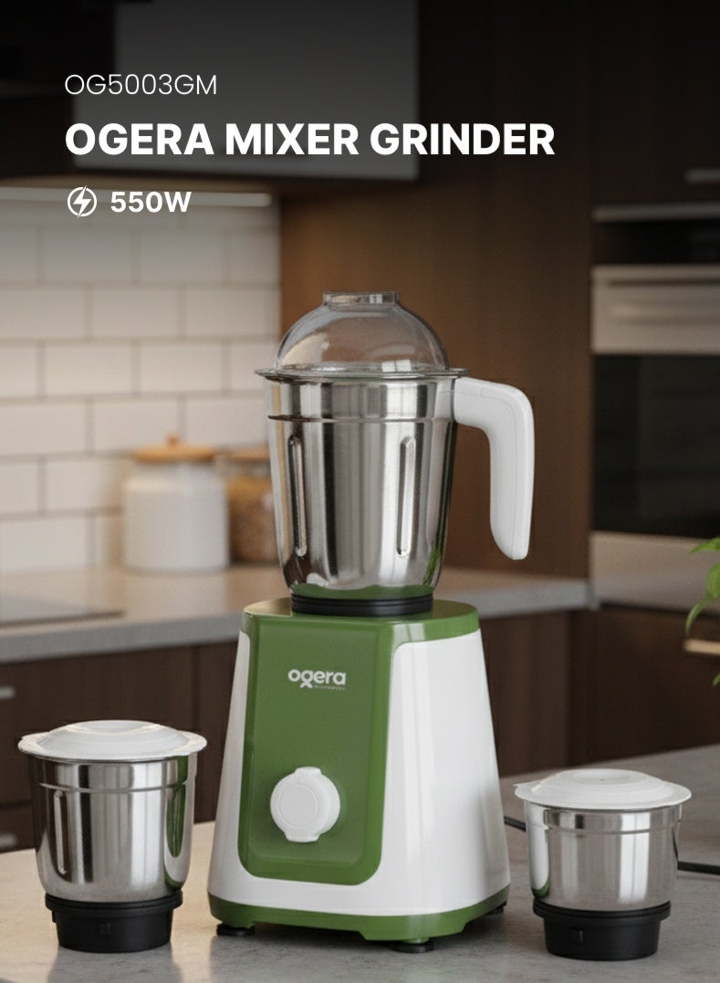 3-in-1 Mixer Grinder 550W | Powerful Copper Motor…