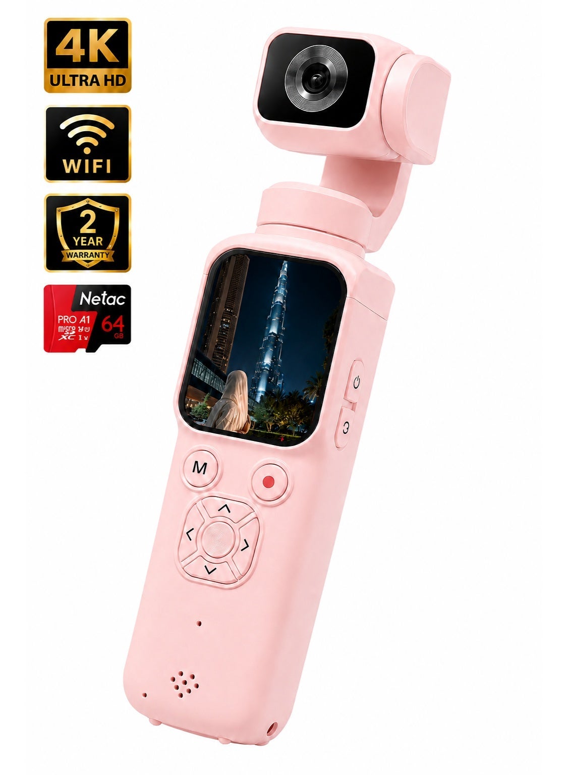 Compare 4K 75MP Handheld Vlogging Camera with 64GB Memory Card, Pocket Video Camera with 330° Rotating Lens, WiFi, Face Tracking & 1.72 Touch Screen for Travel and Daily Recording at KSA Price