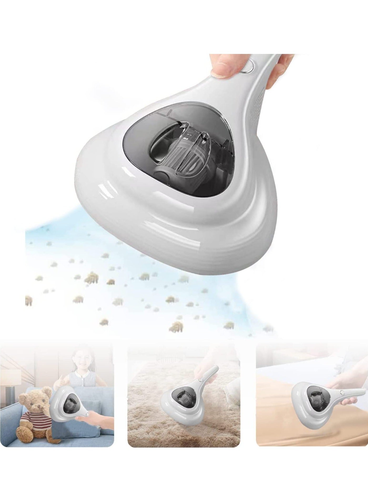 Compare Bed Vacuum Cleaner with UV Disinfection Function High Power Mite Removal Vacuum Cleaner Portable Cordless UV Cleaning Equipment Sheets, Carpets, Sofas, Pets, Hair White at KSA Price