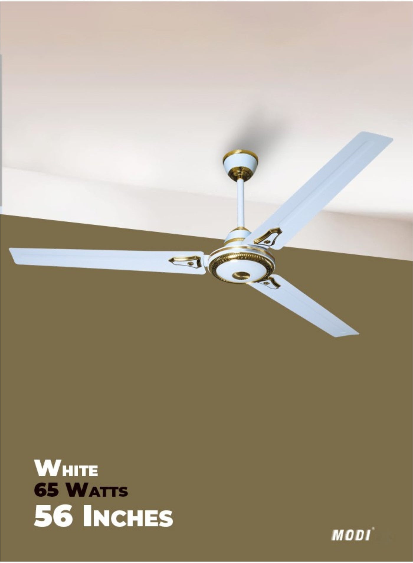Compare 56 Inch Ceiling Fan White with Decorative Finish – 3 Blade Design, 65W Powerful Motor, Whisper Quiet Cooling Fan for Home & Bedroom at KSA Price