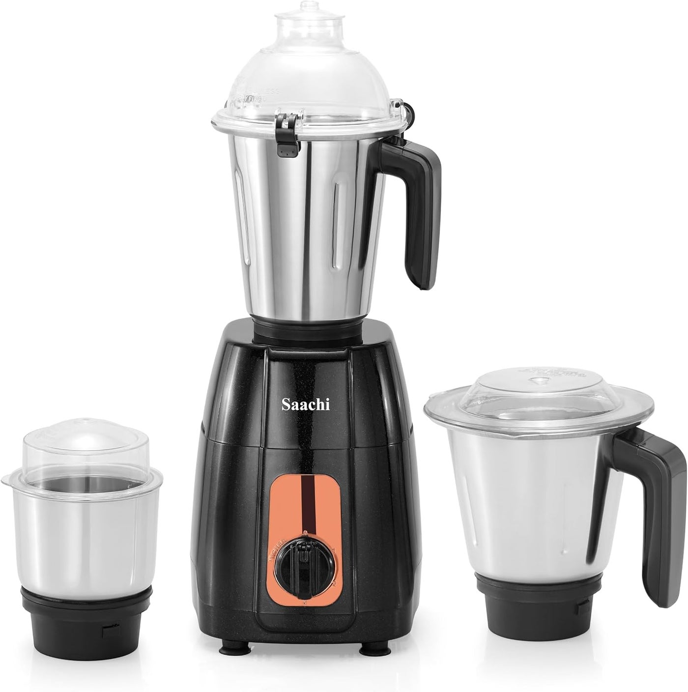 Compare Saachi 3in1 Blender Grinder NLBL4421, 750W, 1.5L + 1L + 100ml Stainless Steel Jars, 3Speed with Incher, Polycarbonate Dome Lid, Made in India 750 W NLBL4421BK black at KSA Price