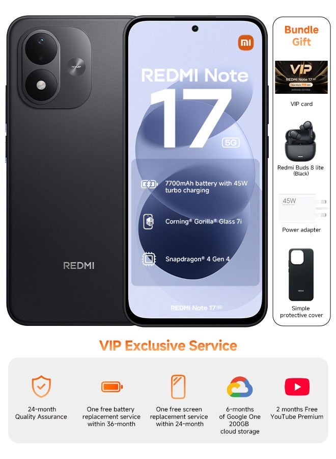 REDMI Note 17 Dual SIM 5G Black 6GB RAM…