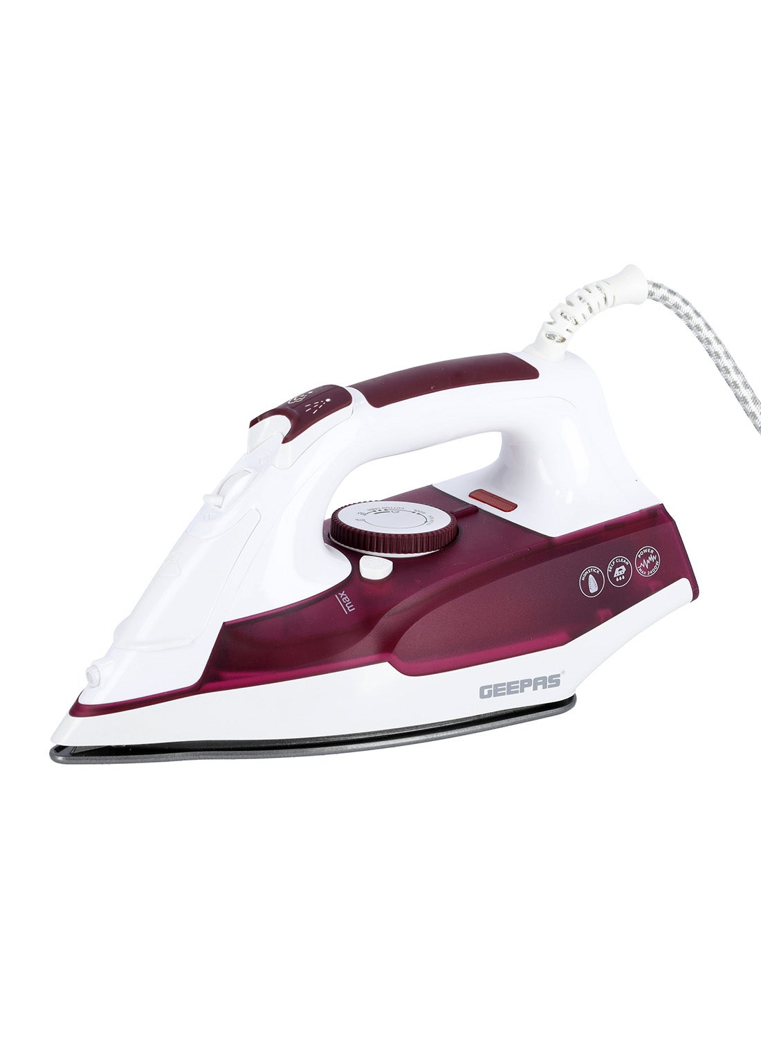 Compare Steam Iron With NonStick Soleplate, Powerful Steam, Effortless Wrinkle Removal 240 ml 2400 W GSI7809 Maroon & White at KSA Price