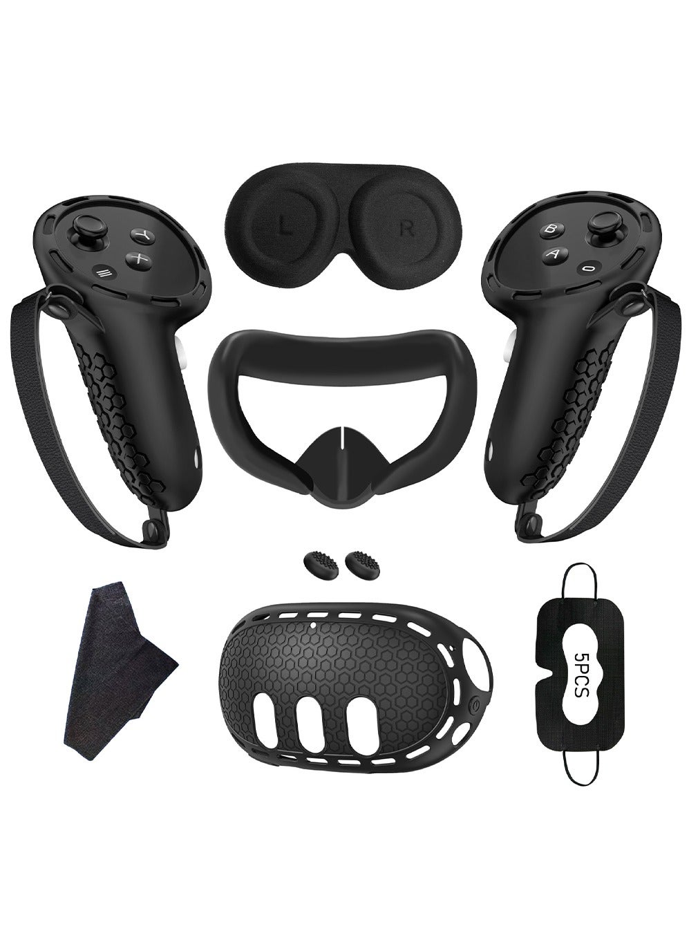 Compare Protective Cover for OculusMeta Quest 3 Accessories, Silicone Controllers Grip Cover Protector, Soft Shell Skin with Face Cover and Lens Cover Black ? at KSA Price