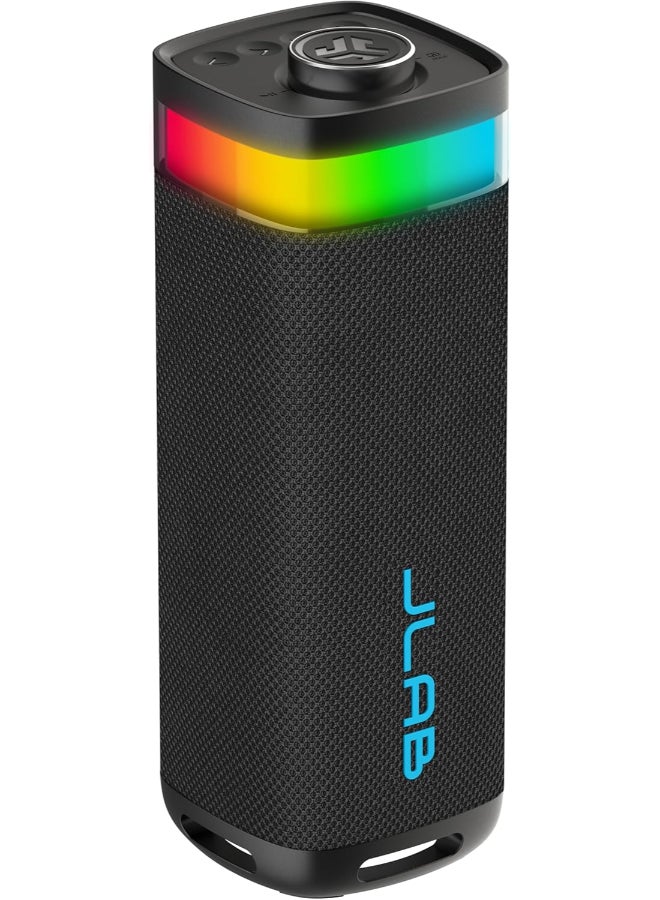 Compare JBuds Party Portable Bluetooth Speaker, 2 FullRange Drivers + 2 Passive Woofers, IP56 Waterproof, 12 Hours Playtime, Connect Multiple Speakers, Custom Sound + RGB Lighting via App black at KSA Price