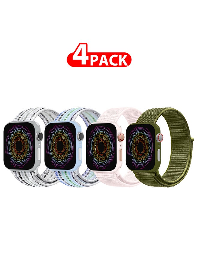 Compare 4 Pack Apple Watch Band 38Mm 40Mm 41Mm Sport Loop Nylon Band Quick Release Soft Fabric Nylon Adjustable Rugged Velcro Replacement Wristband Strap For Men Women Compatible With Series SE7654321 Multicolour4 at KSA Price