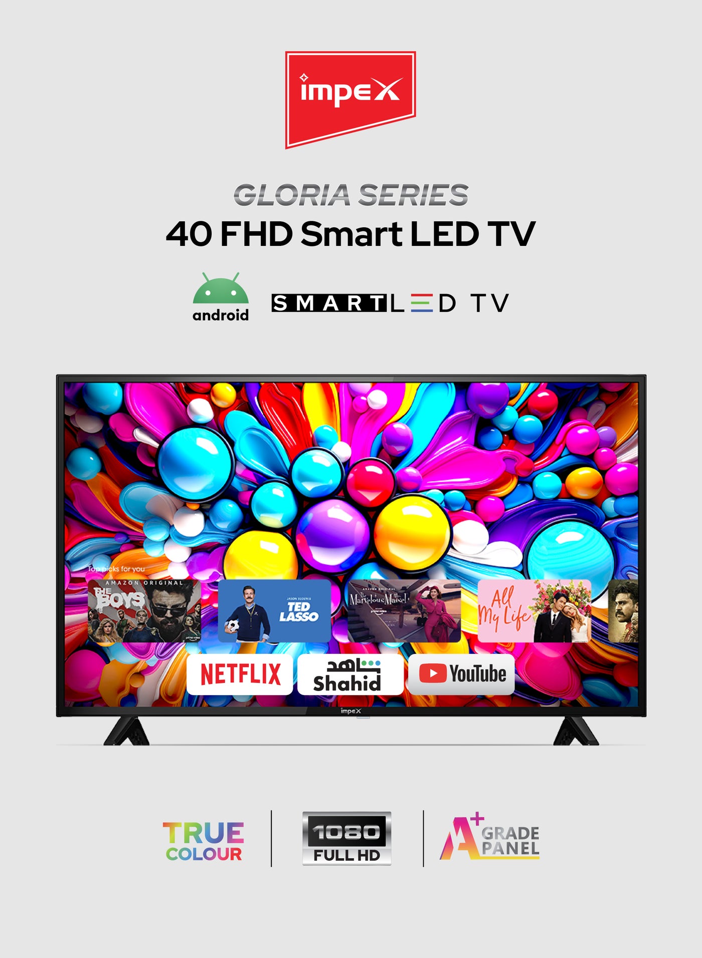 Compare 40 Inch Full HD Smart LED TV  Android, Quad Core, Frameless, A+ Panel, WiFi, 2 HDMI, 2 USB, RJ45, 1920x1080 Resolution, 176° View, Slim Design, 2 Year Warranty  Gloria 40 Smart  Black GLORIA 40 SMART Black at KSA Price