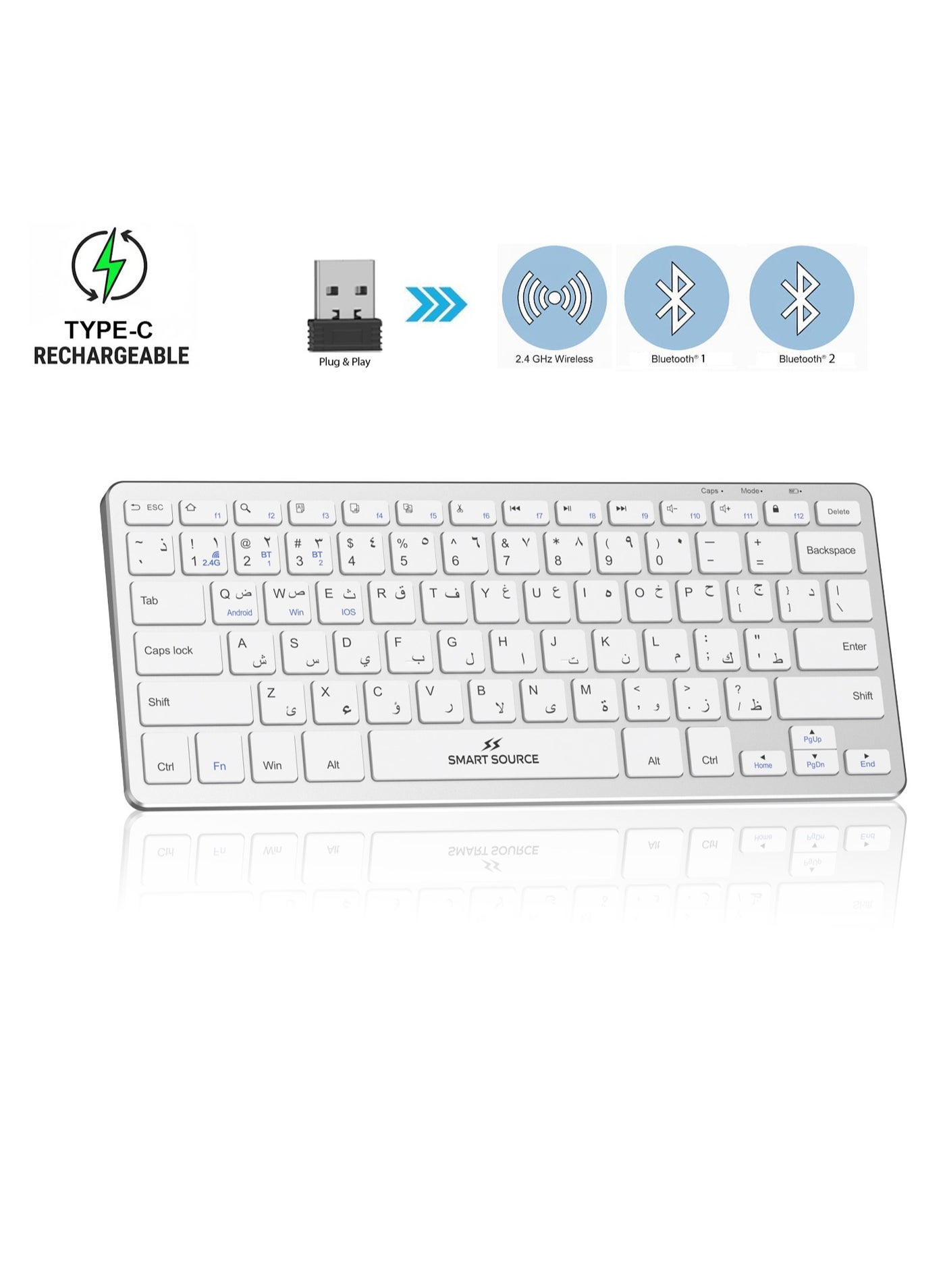 SMART SOURCE Wireless Keyboard – Arabic & English…