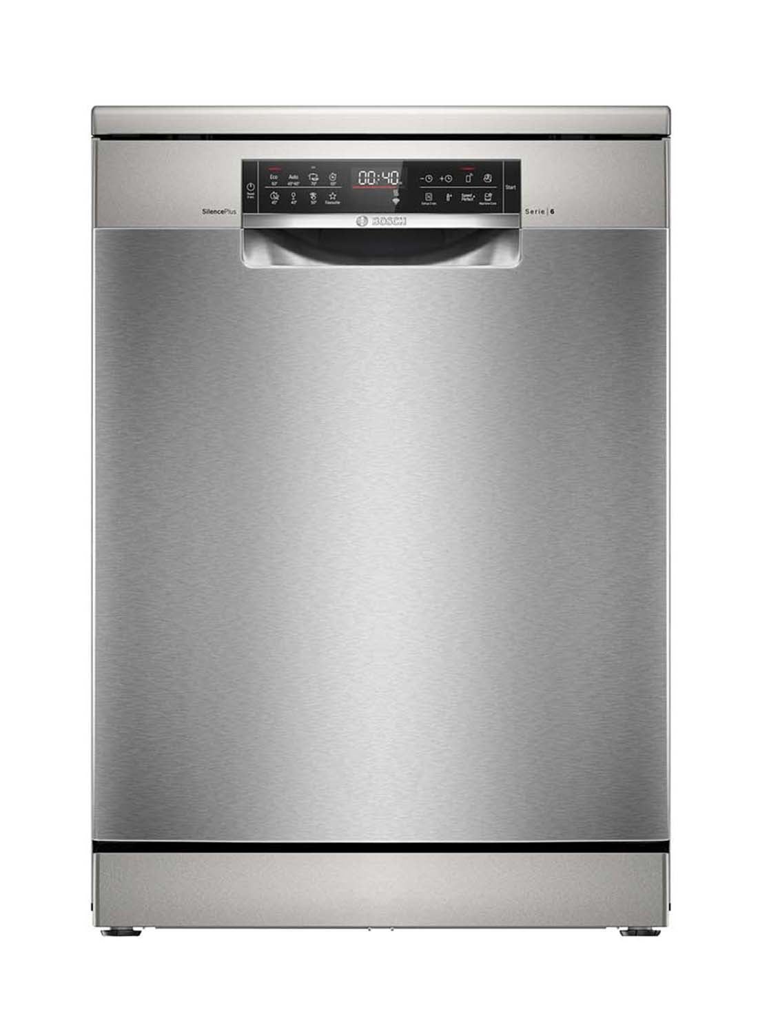 Compare Free Standing Dishwasher,13 Place Settings, Series 6, EcoSilence Drive, HygienePlus, Remote Monitoring and Control via HomeConnect, Made in Germany, Brushed Steel, AntiFingerprint, SMS6ECI38M Silver SMS6ECI38M Silver at KSA Price