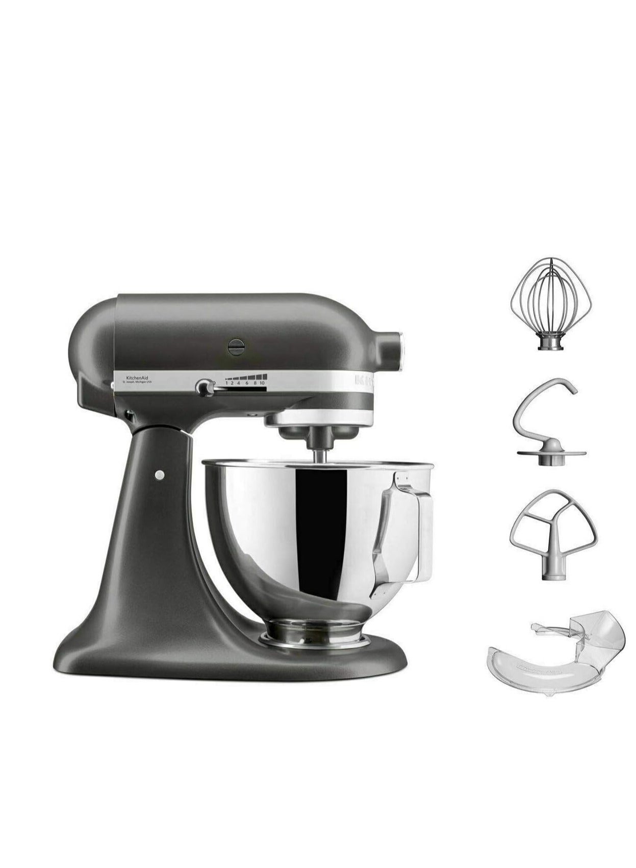 Compare UK Stand Mixer With Pouring Shield, 275 W, Slate 4.3L 275 W 5KSM95PSBCU Contour Silver at KSA Price
