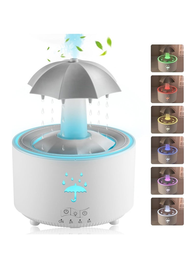 Compare Rain Umbrella Humidifier & Aroma Diffuser with Soothing Rain Sounds, Water Drip Effect, 7 Colors Mood Light, Timer and AutoOff, Ideal for Relaxation, Sleep, Home, Bedroom, Deskwhite at KSA Price