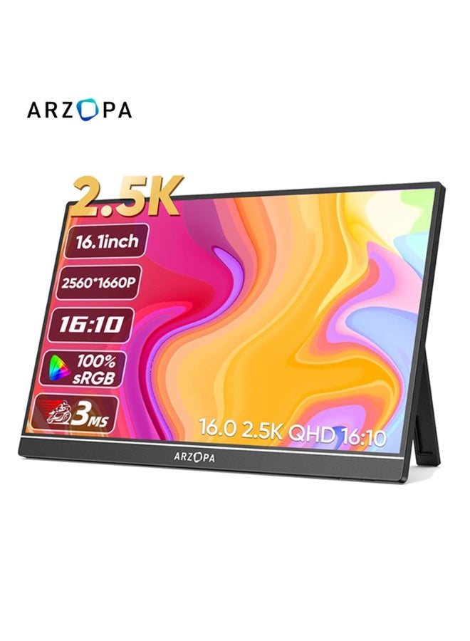 Compare 16.0 Inch Portable Monitor Z1RC, 2.5K QHD 2560x1600 IPS 60Hz Display with 123% sRGB, Builtin Stand, Eye Care, USBC & HDMI External Second Screen for MacBook, Laptop, Phone, Xbox, PS4PS5, Nintendo Switch at KSA Price