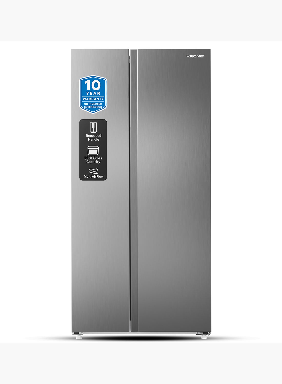 Compare 600L Side By Side Refrigerator With Multi Air Flow System, Electronic Touch Temperature Control, Door Alarm, No Frost Cooling System Twist Ice Maker, 1 Year Warranty KRSBS 601SM Inox at KSA Price