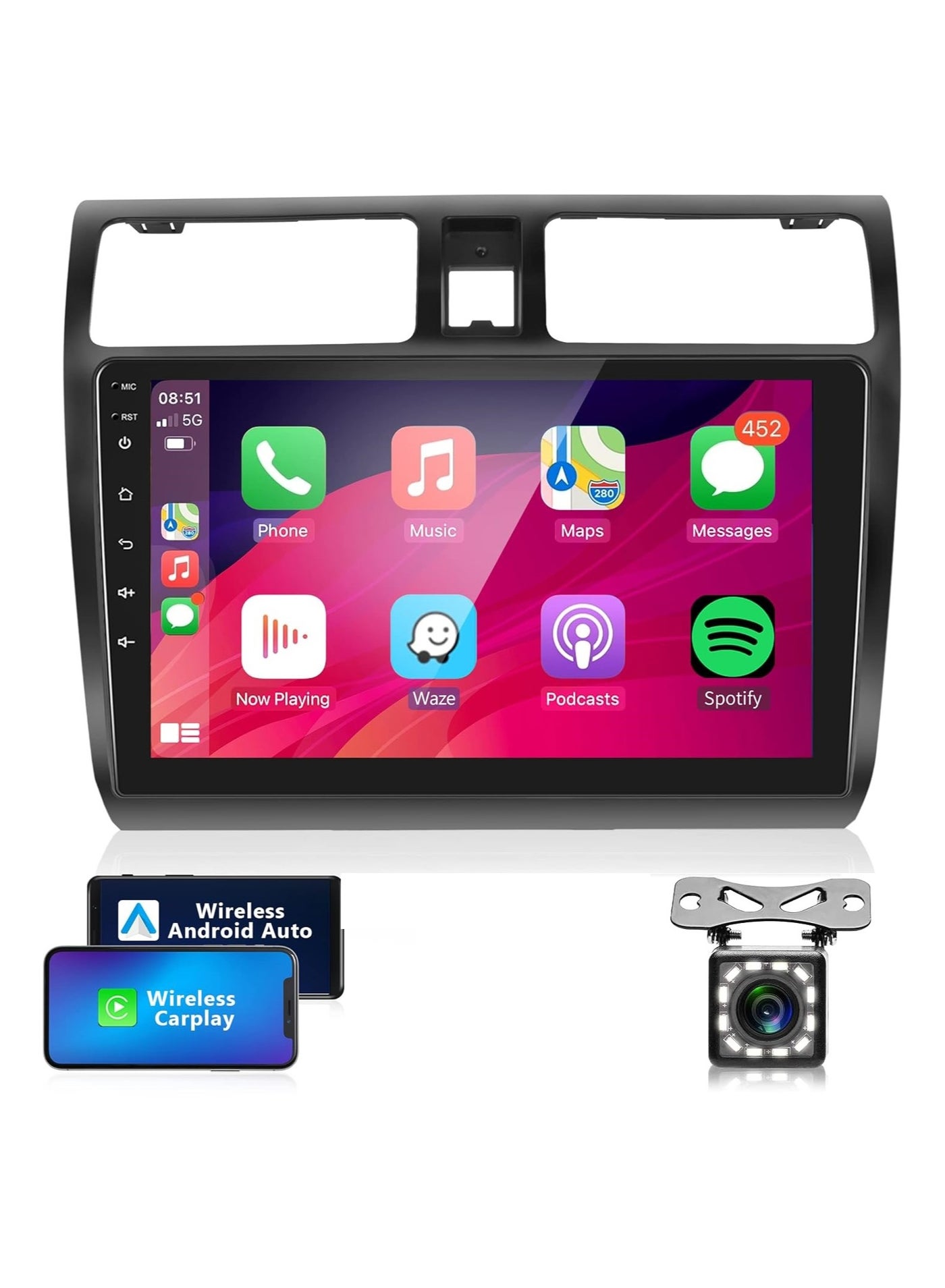 Compare Android Screen For Suzuki Swift 2005 To 2010 2GB RAM 32GB Memory Support Apple Carplay Android Auto Full HD Touch Screen 10 Inch built In Bluetooth USB Radio WiFi Play Store Backup Camera included at KSA Price
