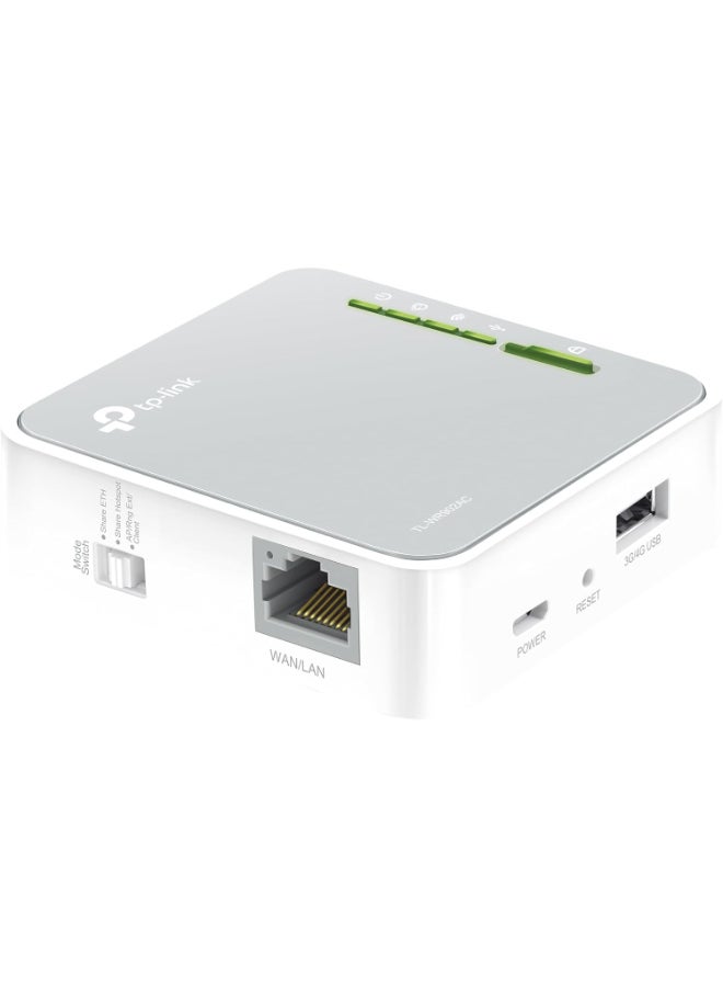 Compare TLWR902AC AC750 WLAN Nano Router 433Mbps 5GHz +300Mbps 2.4GHz Portable, Access Point, TV Adapter, Repeater, Router, Client, Media, FTP Server, WhiteGrey White,Grey at KSA Price