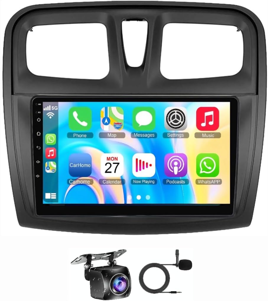 Compare Fit Renault Sandero Car Stereo symbol Android Screen Logan 2 20122019, Wireless CarPlay, Android Auto, GPS Navigation, BT, WiFi, Backup Camera 4+32GB Carplay 8CORE at KSA Price