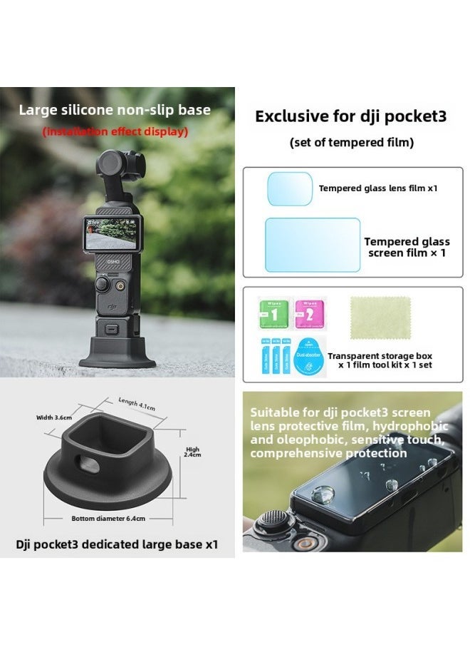 Compare For DJI Pocket 3 Yuntai Osmo Pocket 3 Eyes Accessories Desktop Foot Tempered Film AccessoriesColor:Pocket3 Large Base + Tempered Film 1 Set at KSA Price