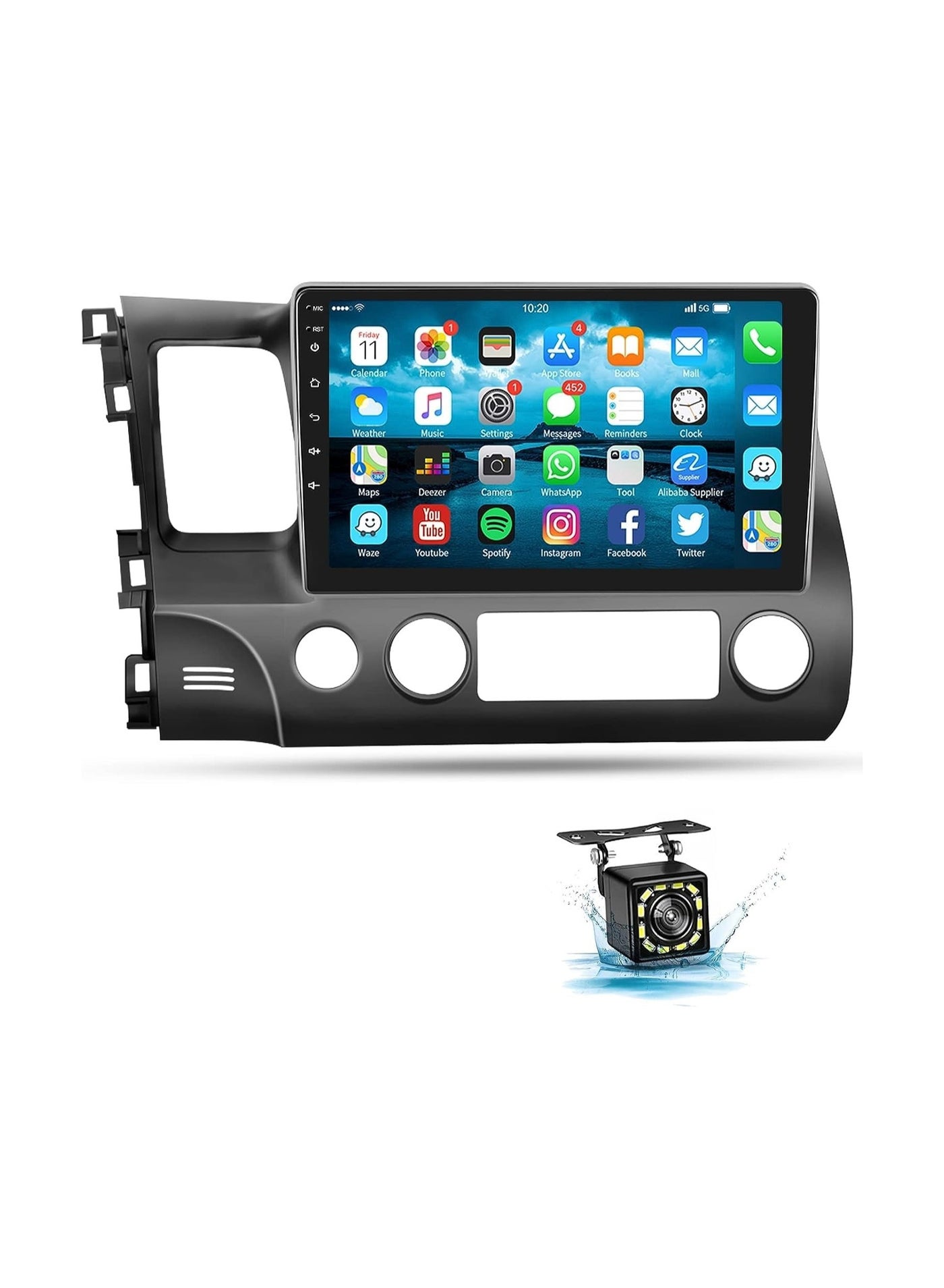 Compare Android Car Stereo for Honda Civic 2006 To 2011 6GB RAM 128GB ROM Support SIM Card, Apple Carplay, MirrorLink WiFi BT, Radio GPS Navigation, 10 Inch IPS Touch Screen with Backup Camera Included at KSA Price