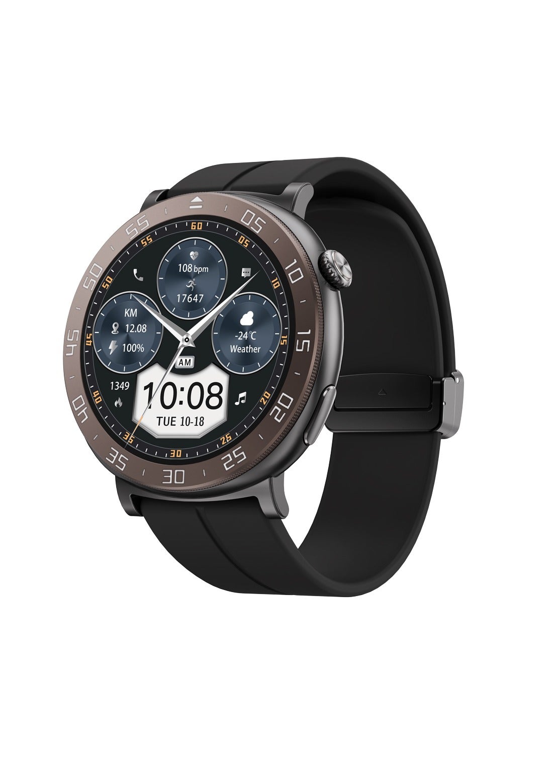 Compare Smart Watch with 1.43 AMOLED Display, up to 5 Days Battery Life, Smart Connectivity, Voice Assistant Support, Heart Rate, Bluetooth Calling, Sleep & Stress Management  Black at KSA Price