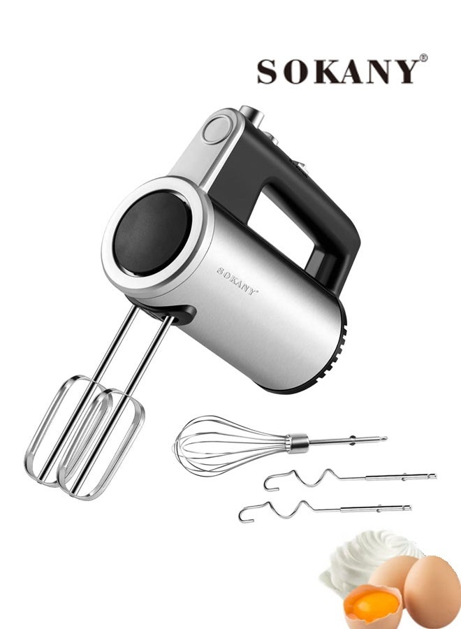 Compare Hand Mixer,5 Speed Electric Mixer with Copper Motor, Eject Button and Turbo Function, Perfect For Kneading Dough, Mixing Batter, Whisking Eggs, Etc. Includes 1 Egg Whisk,2 Hooks and 2 Beater Heads,SK02017,Silver & Black at KSA Price