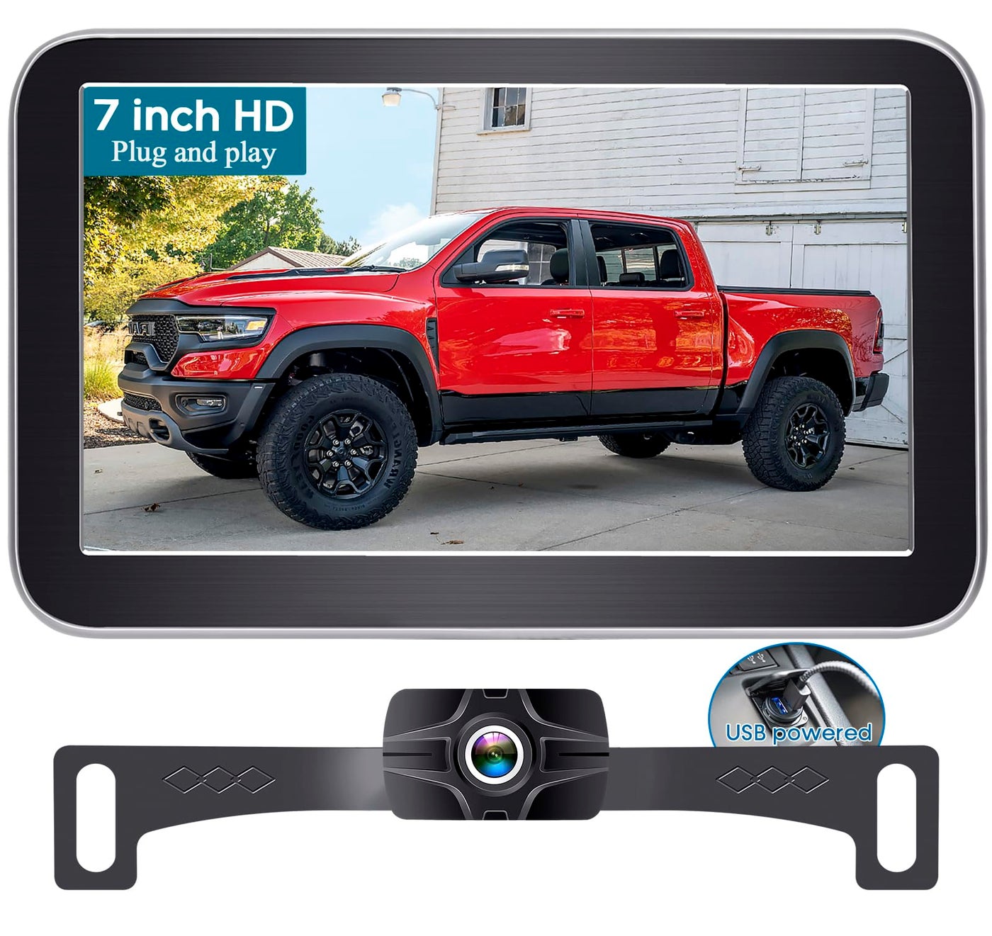 Backup Camera 7-Inch Monitor Truck: 2K USB Plug-Play…