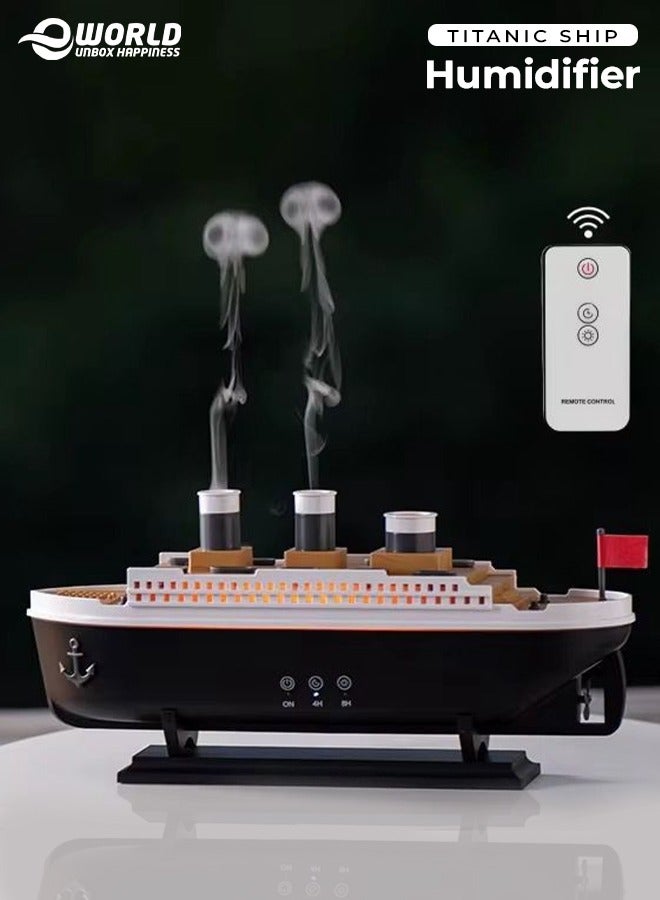 Compare Titanic Ship Humidifier & Aromatherapy Diffuser, Ultrasonic Cool Mist Diffuser with Remote Control, MultiColor LED Lights, Dual Mist Modes, Elegant Black Design for Home & Office 250ml at KSA Price