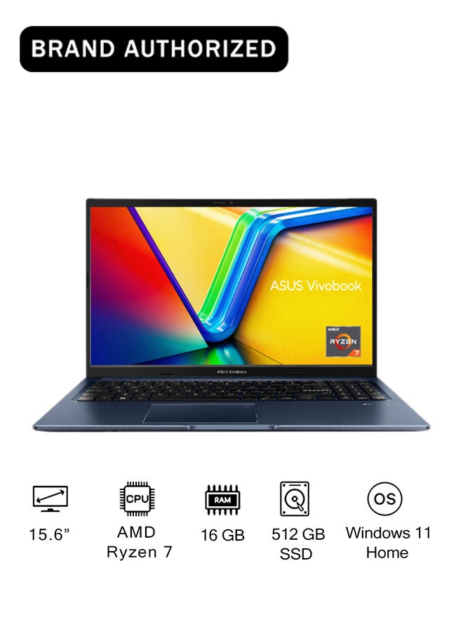 Compare Vivobook Laptop With 15.6Inch Full HD Display,AMD Ryzen 7 7730U Processor16GB RAM512GB SSDIntel UMA GraphicsWindows 11 Home English Blue at KSA Price