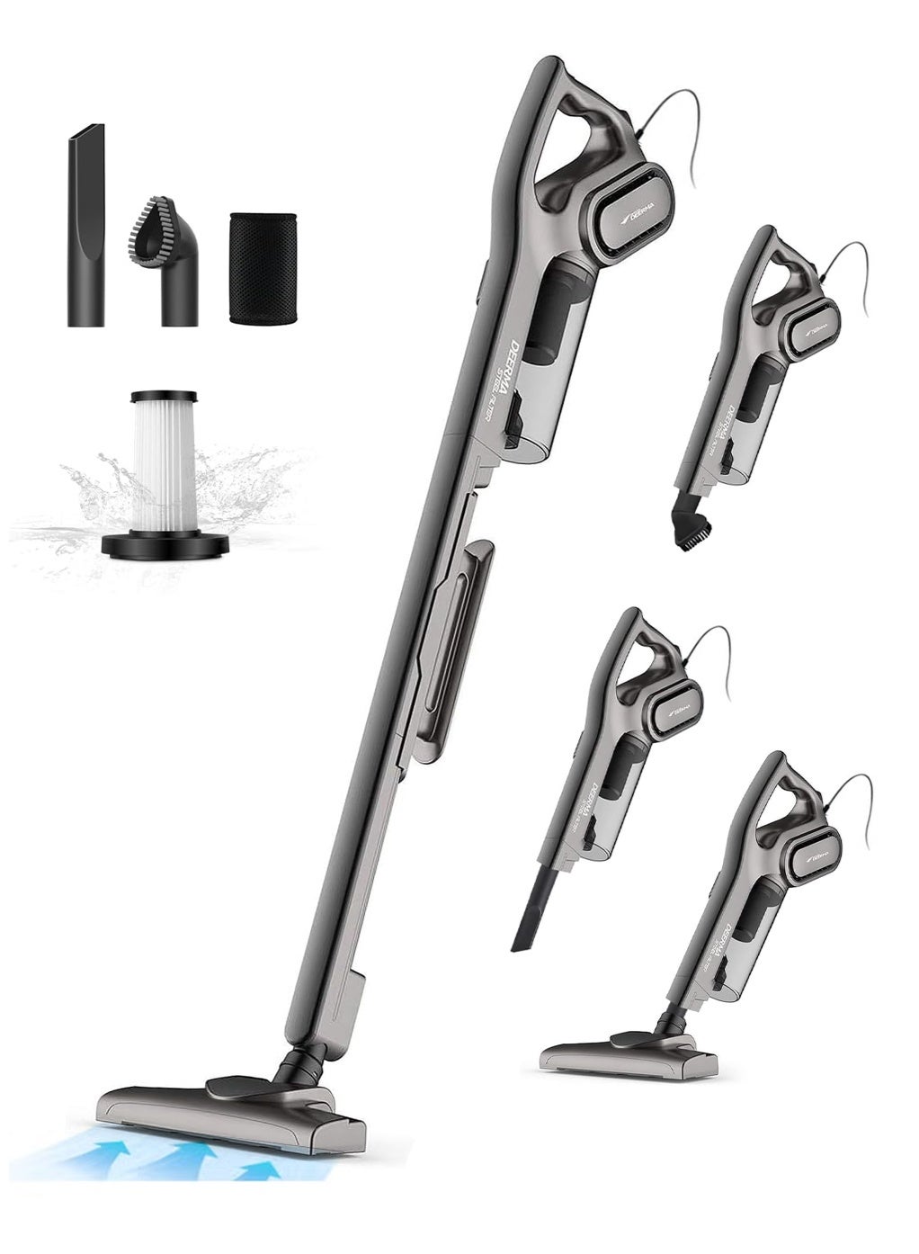 Compare DX700S 3 in 1 Stick Vacuum Cleaner, 5M Corded Handheld Vacuum, 16KPA Strong Suction, Adjustable, Lightweight Body & Low Noise with ThreeLayer Filtration for Hardwood FloorCarpetPet Hair  Black 1 L 600 W DEMDX700S Black at KSA Price