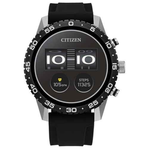 Compare Citizen CZ Smart PQ2 44MM Sport Smartwatch with YouQ App with IBM Watson® AI and NASA research, Wear OS by Google, HR, GPS, Fitness Tracker, Amazon Alexa™, iPhone Android Compatible, IPX6 Rating at KSA Price