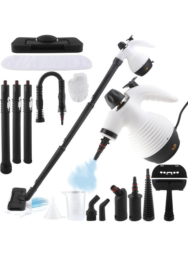 Compare Steam Mop with Detachable Handheld Steam Cleaner, 350ml,1050W Floor Steamer Cleaner for Home with 16 Accessory Kit, ChemicalFree, MultiPurpose Steamer for Cleaning Floor, Tile, Windows, Couch, Grout, Dirt,Car at KSA Price