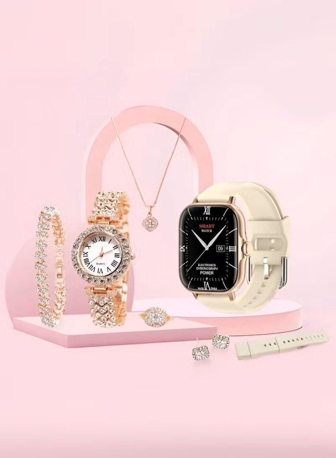 A58 Plus 7-in-1 Gold Colour Women Smartwatch Jewelry…
