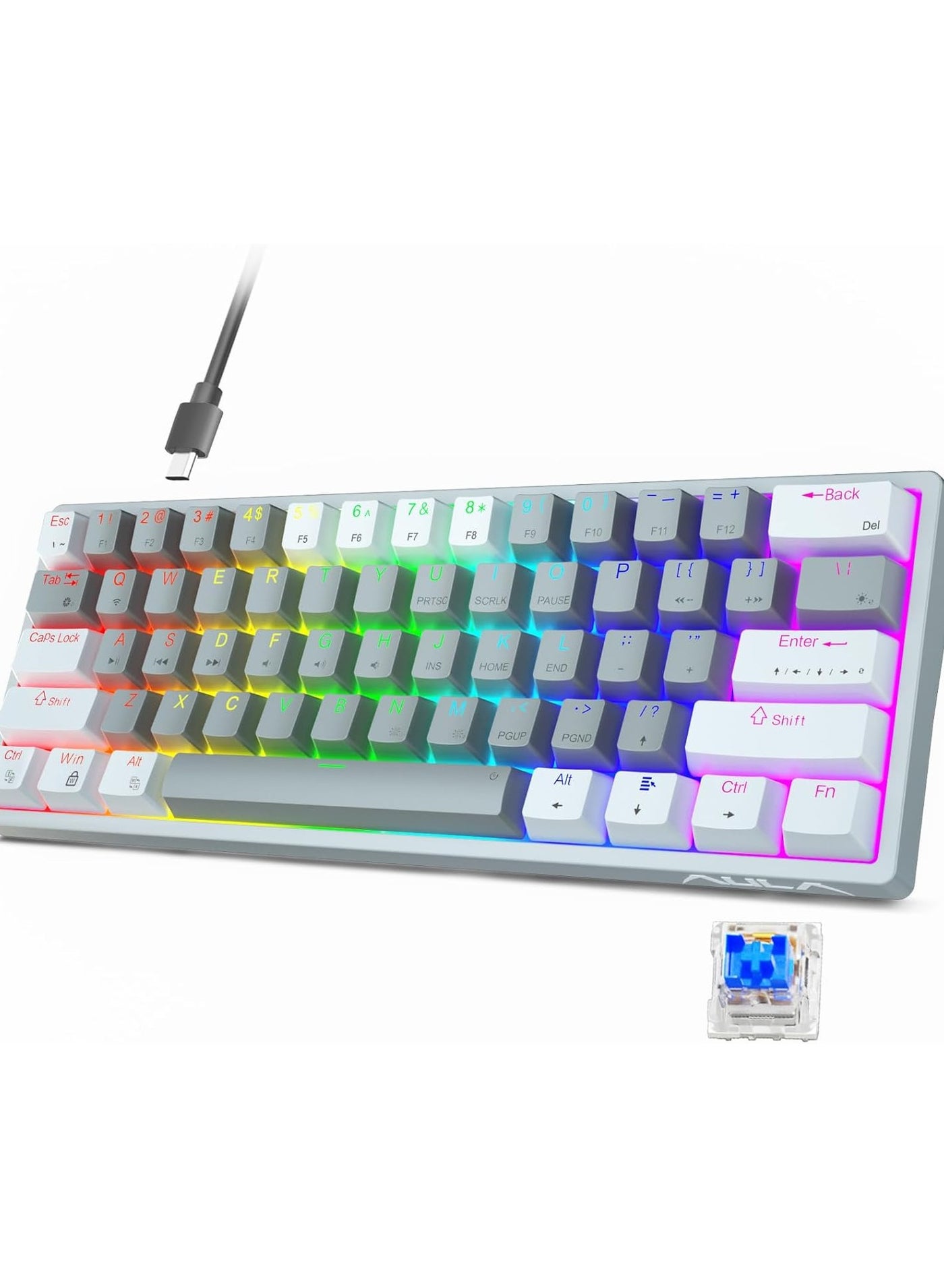 Compare F3261 Wired Gaming Keyboard,29 RGB Backlit 60%  Mechanical Keyboard,Blue Switches,Full RGB LED Lighting,Mini Small Compact Keyboard for PCMacLaptopWins at KSA Price