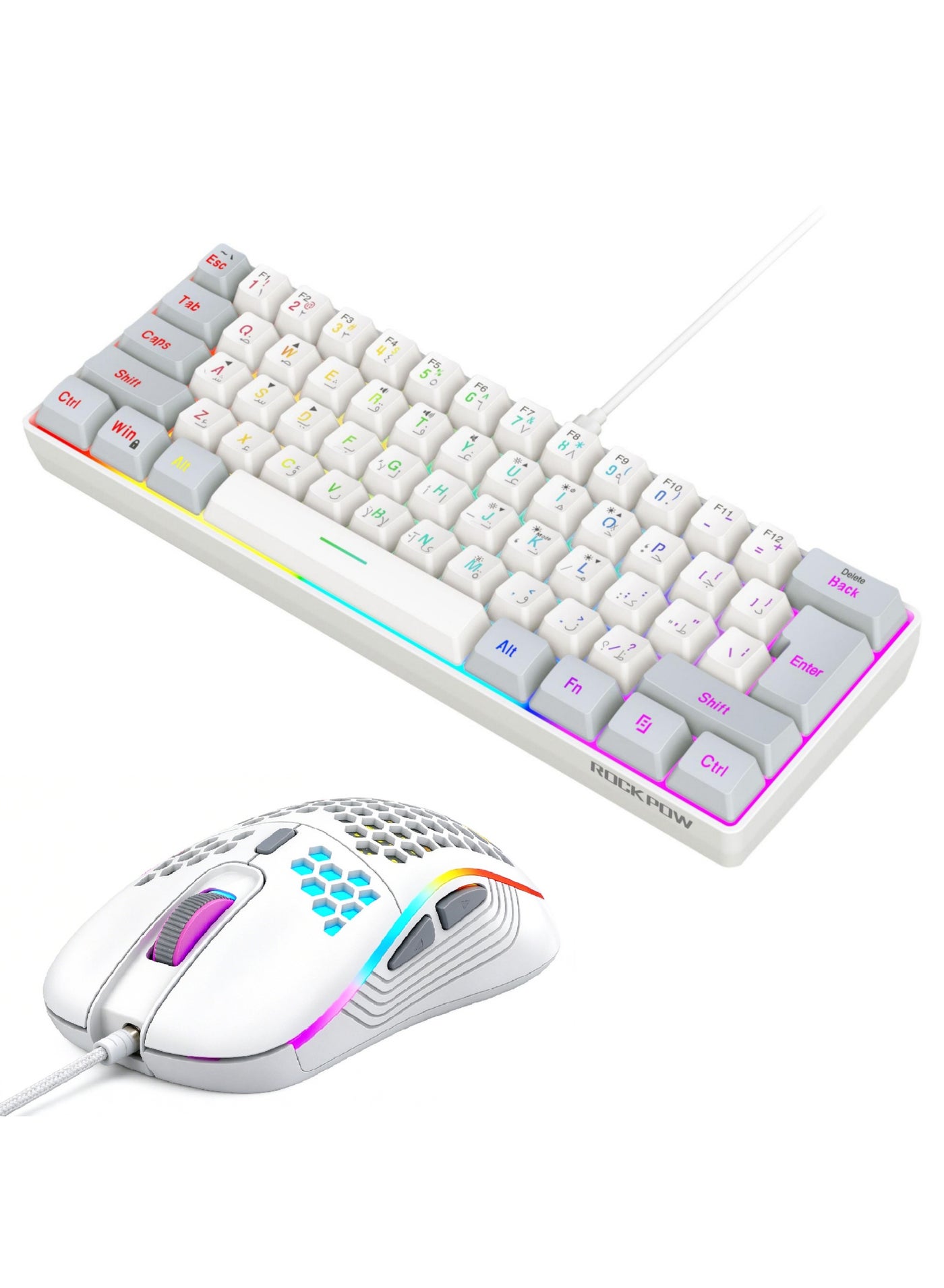 Arabic 60% Wired Gaming Keyboard Mouse Combo,RGB…