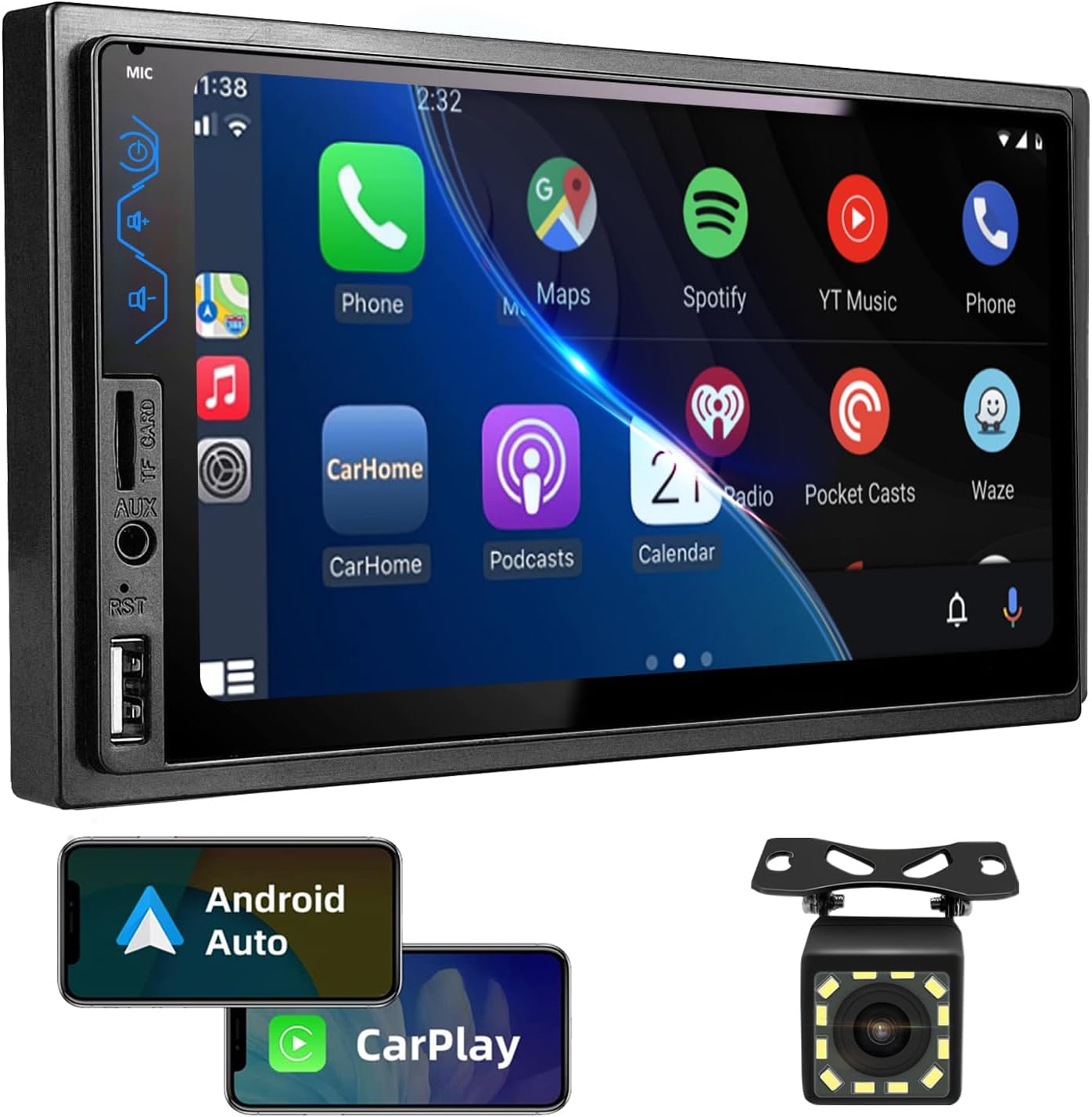 Double Din Car Stereo with Apple CarPlay and…