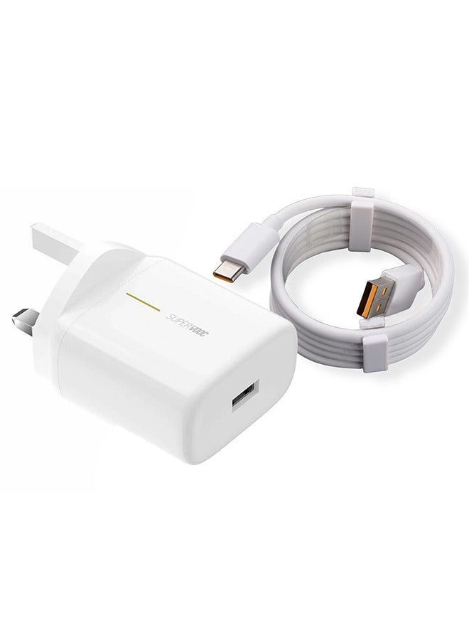 Compare 65W Super VOOC Wall Charger VCA7GAYH – Official Adapter for Reno 8 | 3Pin UAE Plug | USBC Cable Included  WhiteR8 at KSA Price