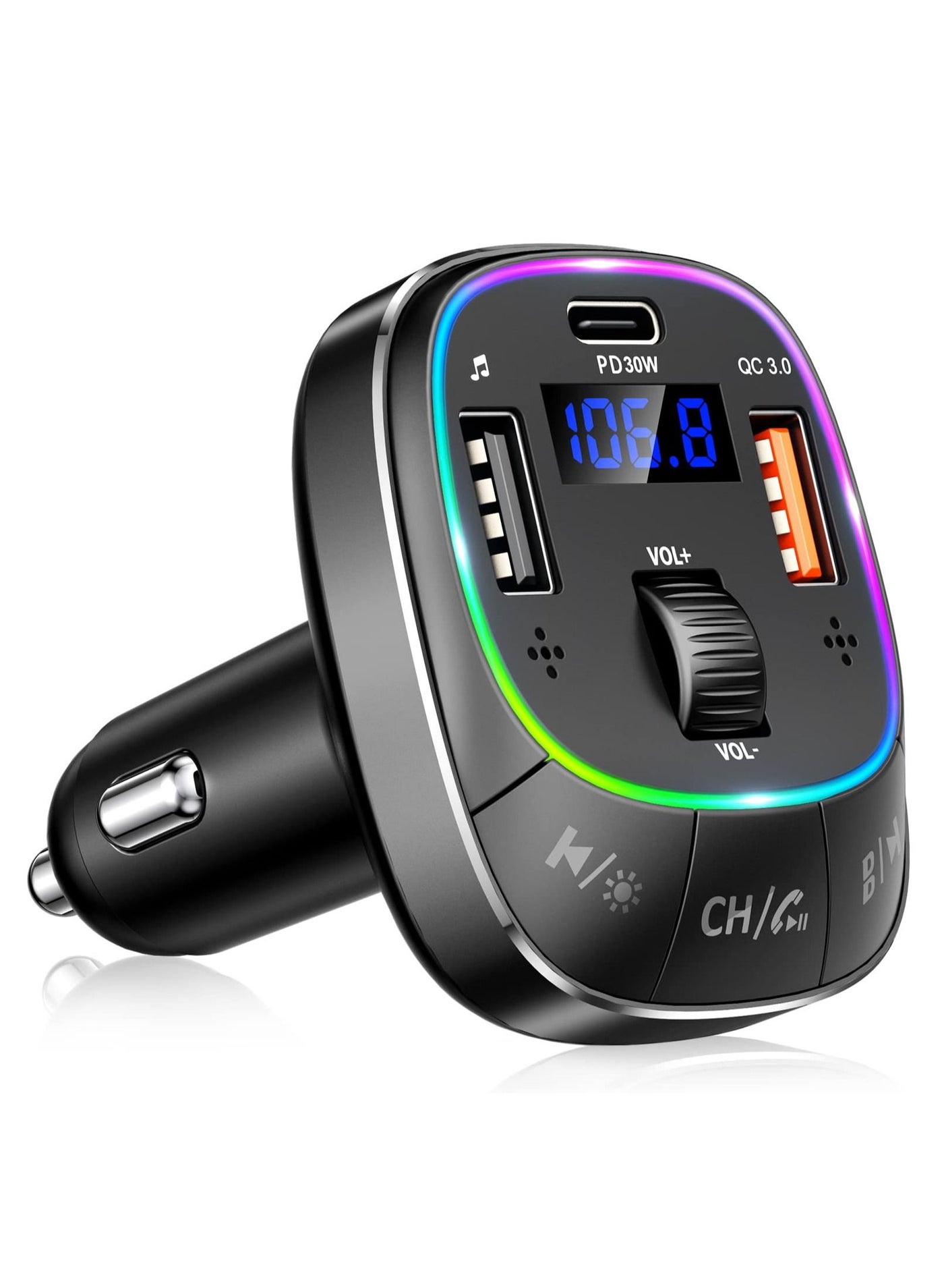 Compare Bluetooth Car Adapter for with Dual Mic & Bass Boost TypeC PD 30W QC 3.0 Quick Charging Adapter FM Radio Receiver Music PlayerCar Kit HandsFree Calling at KSA Price