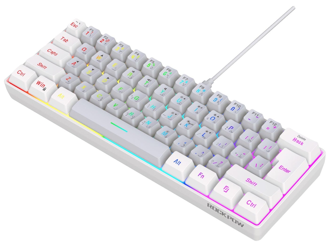 Compare Arabic English 60% Wired Gaming Keyboard RGB Backlit Mini Keyboard Waterproof Small UltraCompact 61 Keys Keyboard for PCMac Gamer Typist Travel Easy to Carry on Business Trip at KSA Price