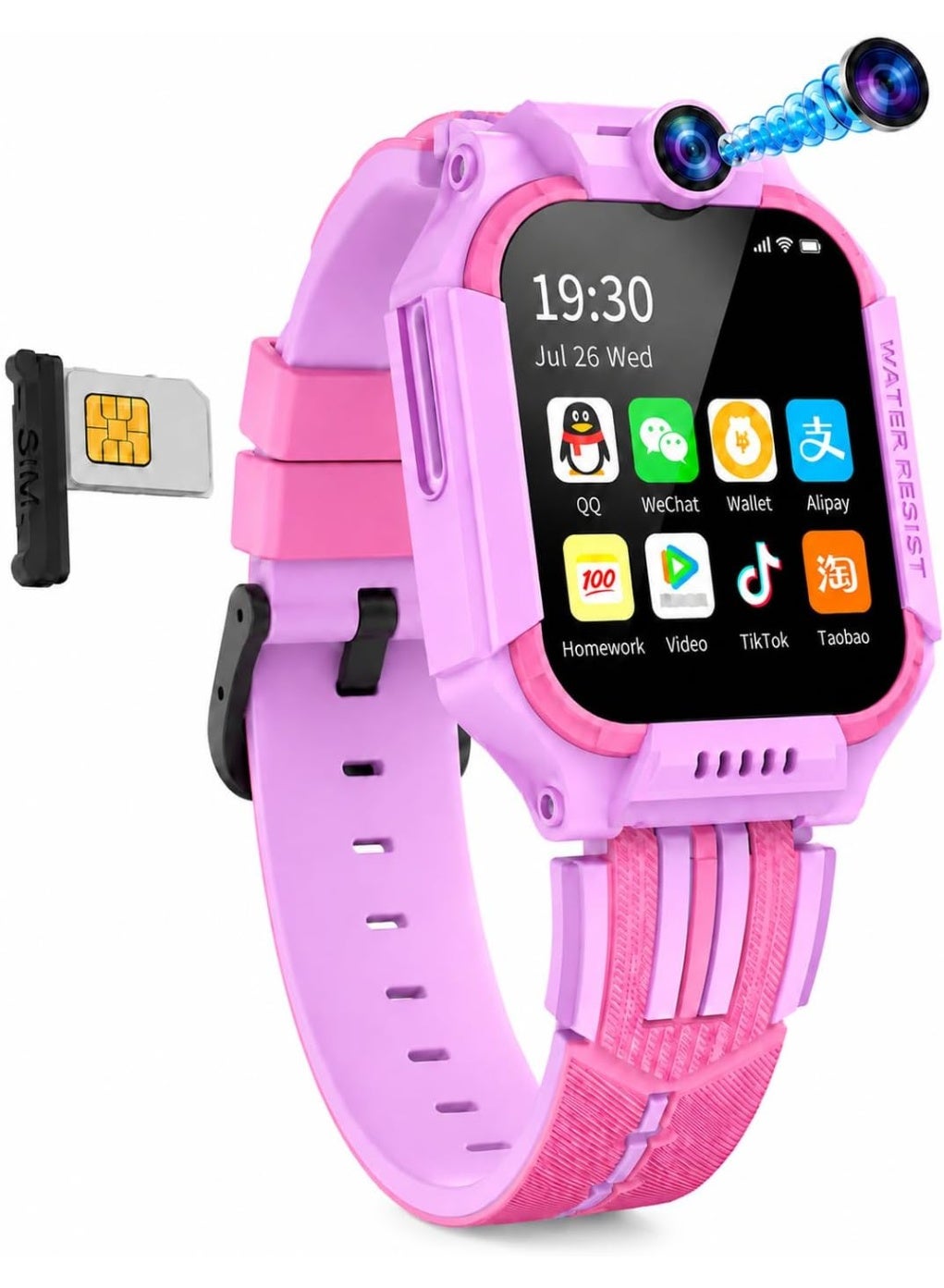 Kids Smartwatch for Girls (Pink) – 4G SIM Card Support,…